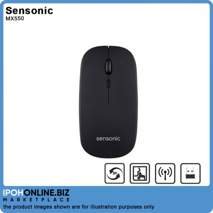 Sensonic MX550 Switchable DPI Silent Cordless Optical Rechargeable Mouse - Black